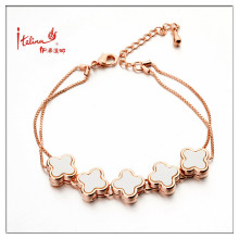 Cuatro hojas de trébol pulsera de flores de enlace de la cadena de pulsera de oro rosa joyas plateadas para las niñas